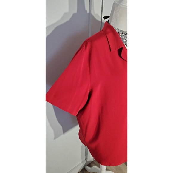 LIZ BAKER BLOUSE RED SHORT SLEEVE POLYESTER SIZE 24W(3X) - Picture 2 of 9
